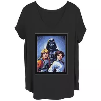 Детская футболка больших размеров Disney's Star Wars с V-образным вырезом и графическим рисунком семьи Скайуокеров Licensed Character