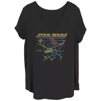 Детская футболка больших размеров Disney's Star Wars с V-образным вырезом и рисунком «Космическая битва» Licensed Character