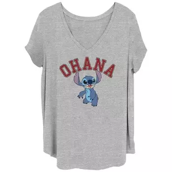 Детская футболка больших размеров Happy Stitch Ohana Disney's Lilo & Stitch с рисунком, цвет Heather Grey
