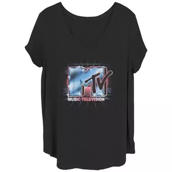 Детская футболка больших размеров MTV Chrome в стиле 80-х годов Vapor с V-образным вырезом и графическим рисунком Licensed Character