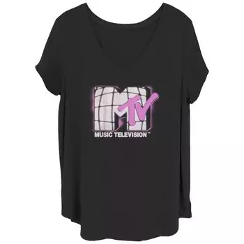 Детская футболка больших размеров MTV Retro Fuzz с логотипом MTV и v-образным вырезом с графическим рисунком Licensed Character