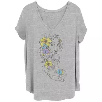 Детская футболка больших размеров с цветочным рисунком и рисунком карандашом Disney's Tangled Rapunzel Disney