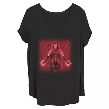 Детская футболка больших размеров с фактурным портретом Marvel WandaVision Scarlet Witch Licensed Character, черный