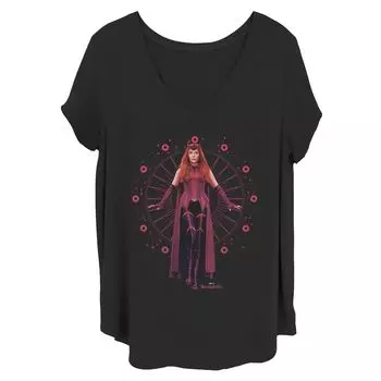 Детская футболка больших размеров с плавающим портретом Marvel WandaVision The Scarlet Witch Licensed Character, черный