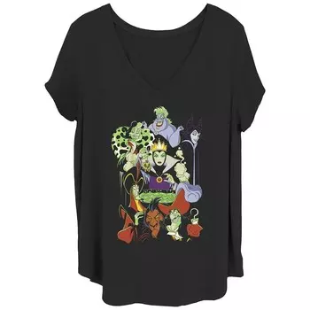 Детская футболка больших размеров с рисунком Disney Villains Cauldron Group Shot Licensed Character, черный