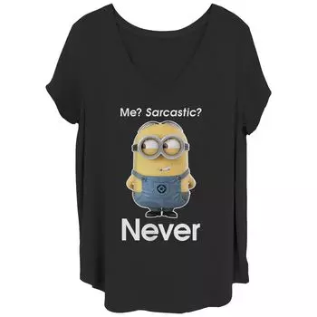 Детская футболка больших размеров с рисунком Despicable «Me Sarcastic? Never» Licensed Character