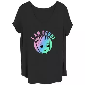Детская футболка больших размеров с рисунком Marvel I am Groot Rainbow Groot Face Licensed Character