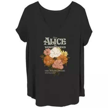 Детская футболка больших размеров с V-образным вырезом и цветами Disney's Alice In Wonderland Licensed Character