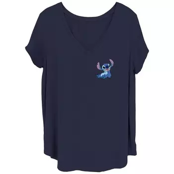 Детская футболка больших размеров Silly Pose Stitch с V-образным вырезом Disney's Lilo & Stitch, темно-синий