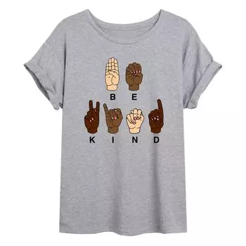 Детская футболка большого размера Be Kind с графическим рисунком жестов Licensed Character
