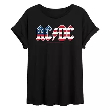 Детская футболка большого размера с логотипом AC/DC Patriotic Licensed Character, черный