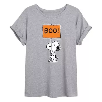 Детская футболка большого размера с надписью Peanuts Snoopy "Boo" Licensed Character, серый