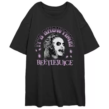 Детская футболка большого размера с рисунком Beetlejuice It's Showtime Licensed Character, черный