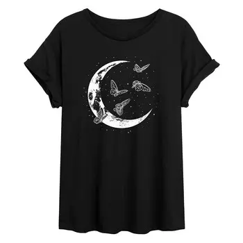 Детская футболка большого размера с рисунком Butterflies & Moon Licensed Character, черный