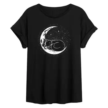 Детская футболка большого размера с рисунком Cat Nap Moon Licensed Character, черный