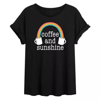 Детская футболка большого размера с рисунком Coffee And Sunshine Licensed Character, черный