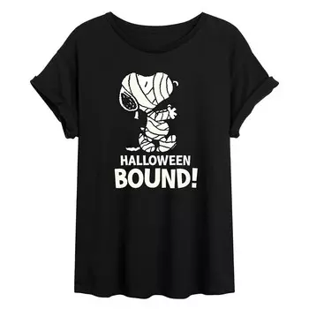 Детская футболка большого размера с рисунком Peanuts Mummy Snoopy «Halloween Bound» Licensed Character, черный