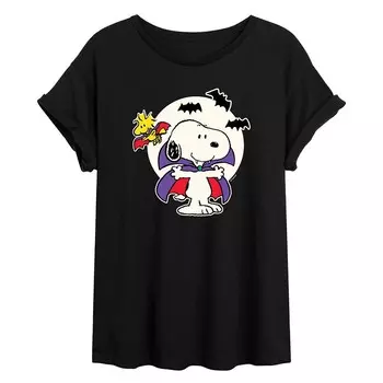 Детская футболка большого размера с рисунком Peanuts Vampire Snoopy Licensed Character, черный
