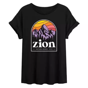 Детская футболка большого размера с рисунком Zion National Park Licensed Character, черный