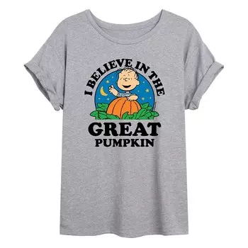 Детская футболка большого размера с рисунком тыквы Peanuts Great Pumpkin Licensed Character, серый