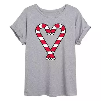 Детская футболка большого размера с рисунком Candy Cane Heart Licensed Character