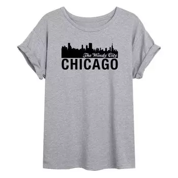 Детская футболка большого размера с рисунком Chicago City Skyline Licensed Character