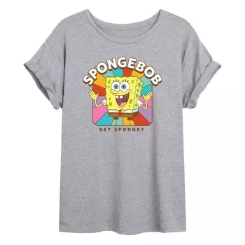 Детская футболка большого размера с рисунком Nickelodeon SpongeBob Rainbow Licensed Character