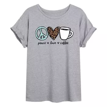 Детская футболка большого размера с рисунком "Peace Love Coffee" Licensed Character