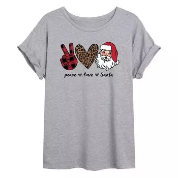 Детская футболка большого размера с рисунком Peace Love Santa Licensed Character