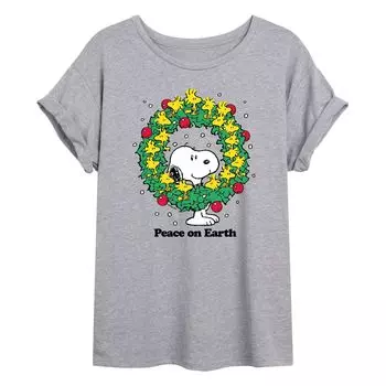 Детская футболка большого размера с рисунком Peanuts "Peace" и венком Licensed Character