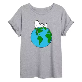 Детская футболка большого размера с рисунком Peanuts Snoopy Earth Licensed Character