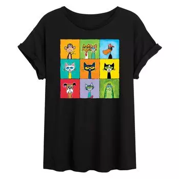 Детская футболка большого размера с рисунком Pete The Cat Collage Licensed Character
