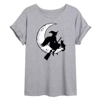 Детская футболка большого размера с рисунком Witch & Cat Sitting On Moon Licensed Character