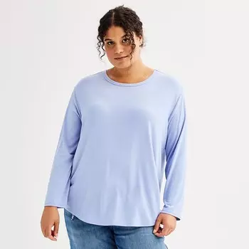 Детская футболка большого размера SO с круглым вырезом и длинными рукавами, цвет Fiona Blue