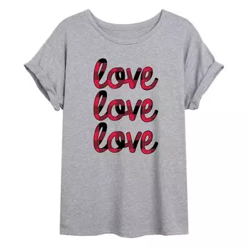 Детская футболка большого размера в клетку "Love" Licensed Character