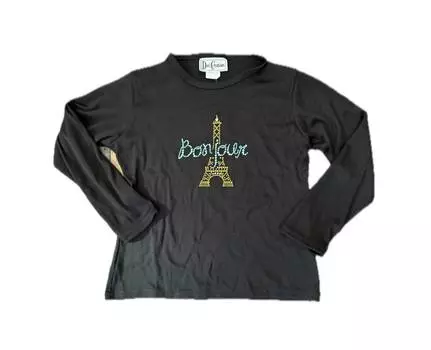 Детская футболка Bonjour с длинным рукавом черного цвета Dori Creations