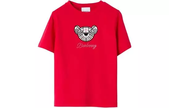 Детская футболка Burberry, цвет Bright rose red