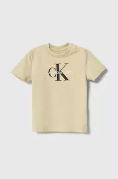 Детская футболка Calvin Klein Jeans, бежевый