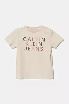 Детская футболка Calvin Klein Jeans, бежевый