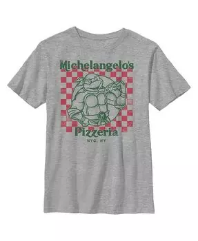 Детская футболка Черепашки-ниндзя для мальчика Пиццерия Микеланджело Nickelodeon, серый