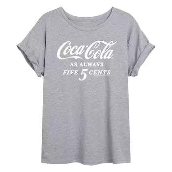 Детская футболка Coca-Cola Five Cents с струящимся рисунком кока-колы Licensed Character, серый