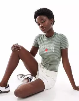 Детская футболка Daisy Street с удлиненным кроем в зеленую полоску