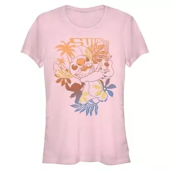 Детская футболка Disney Lilo & Stitch с графическим рисунком для укулеле и тропическим портретом Licensed Character