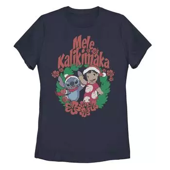 Детская футболка Disney Lilo & Stitch с изображением рождественского венка Mele Kalikimaka Licensed Character