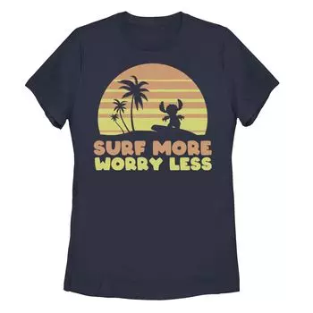 Детская футболка Disney Lilo & Stitch с портретом в стиле ретро «Surf More Worry Less» Licensed Character