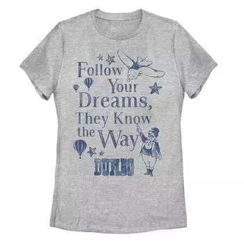 Детская футболка Disney's Dumbo Follow Your Dreams с винтажным плакатом и графическим рисунком Licensed Character