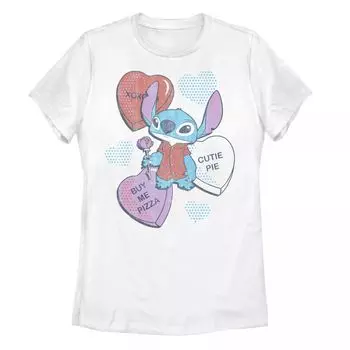Детская футболка Disney's Lilo & Stitch с рисунком Candy Hearts ко Дню святого Валентина Licensed Character, белый