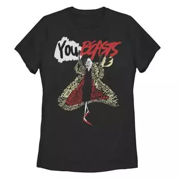 Детская футболка Disney Villains Cruella De Vil с рисунком You Beasts Licensed Character