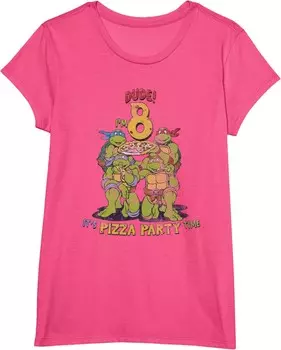 Детская футболка для девочек Teenage Mutant Ninja Turtles I'm 8 Dude Pizza Birthday Party, розовый вереск