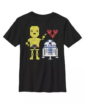 Детская футболка для мальчиков Звездные войны ко Дню святого Валентина R2-D2 и C-3PO Disney Lucasfilm, черный